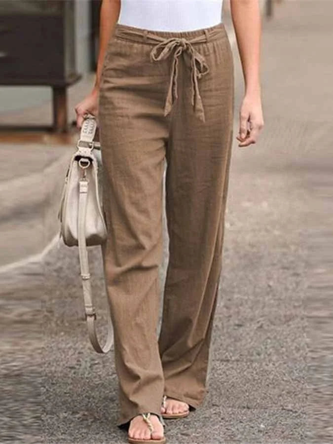 Damen Leinenhose mit Zugbändern für Sommer