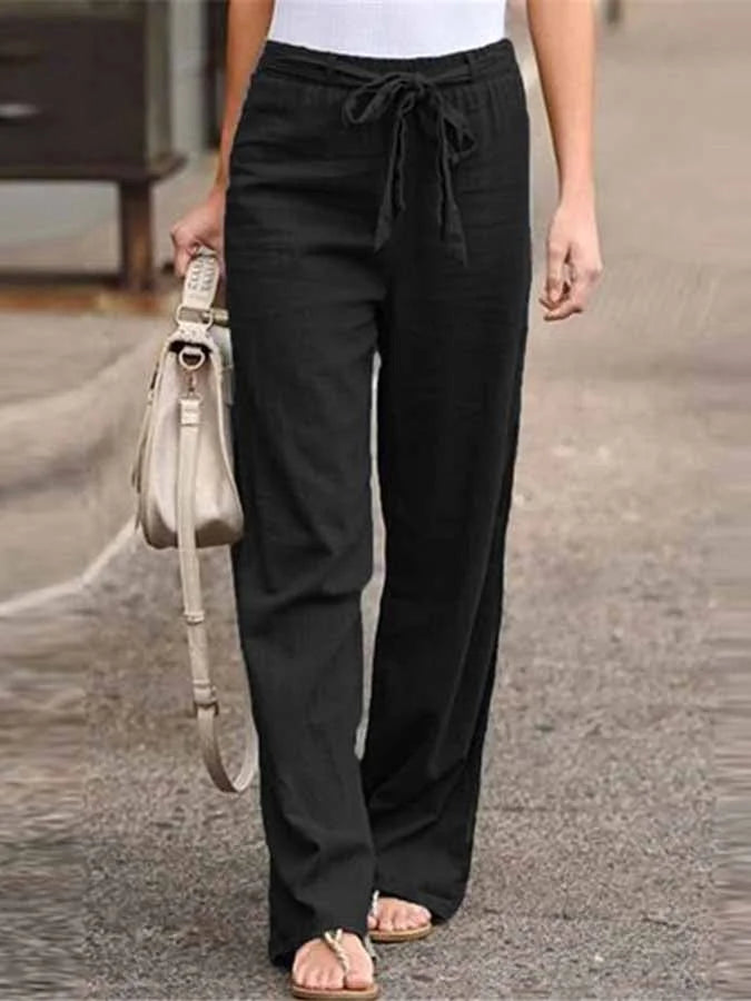 Damen Leinenhose mit Zugbändern für Sommer