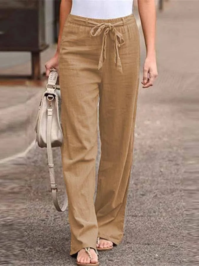 Damen Leinenhose mit Zugbändern für Sommer
