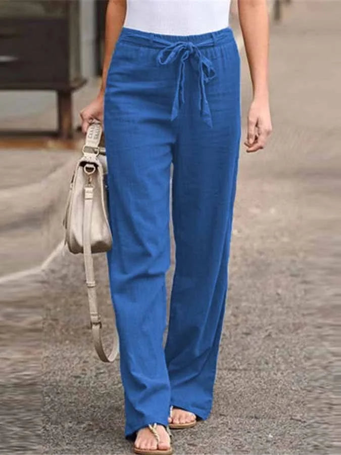 Damen Leinenhose mit Zugbändern für Sommer