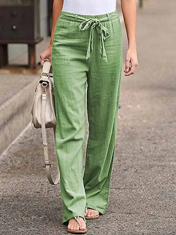 Damen Leinenhose mit Zugbändern für Sommer