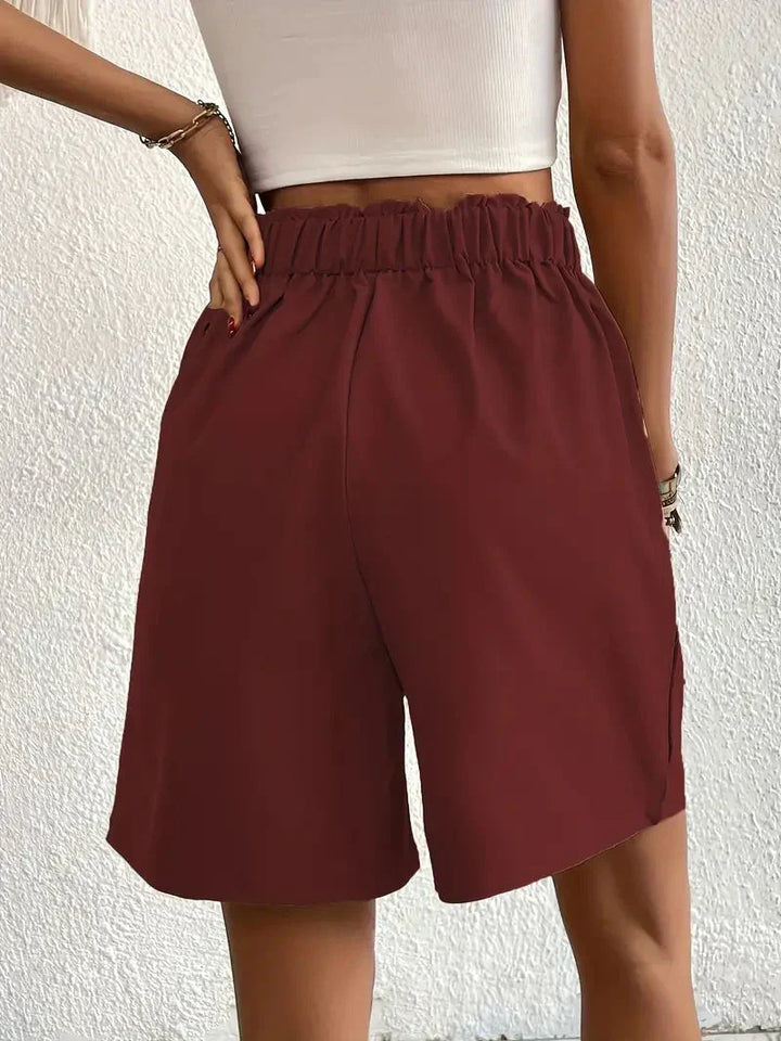 Damen Leinen Sommer Shorts mit Taschen und hohem Bund