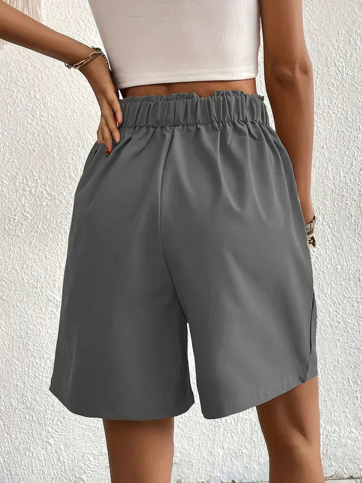 Damen Leinen Sommer Shorts mit Taschen und hohem Bund