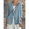 Damen Leinenblazer mit langen Ärmeln und Knopfverschluss