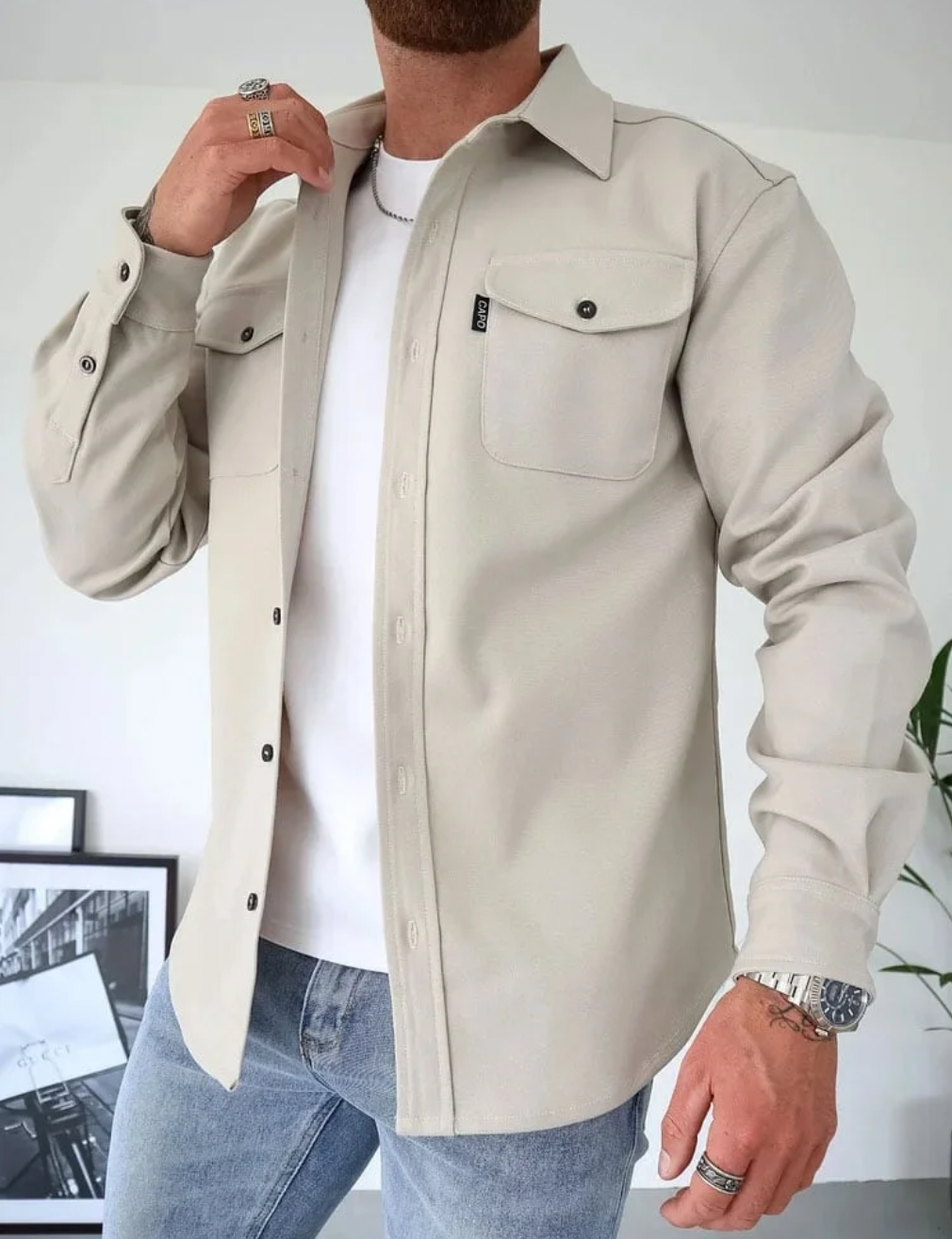 Langarmshirt mit Taschen für Herren