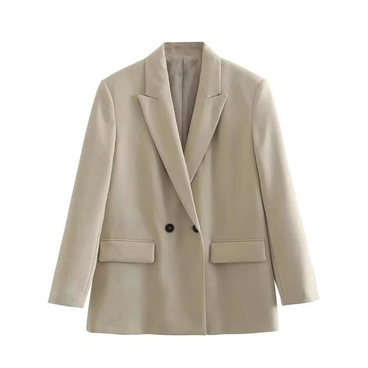 Damen Doppelreiher-Blazer mit langen Ärmeln und Taschen