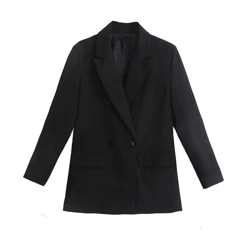 Damen Doppelreiher-Blazer mit langen Ärmeln und Taschen