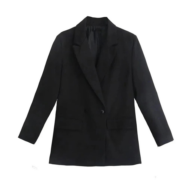 Damen Doppelreiher-Blazer mit langen Ärmeln und Taschen