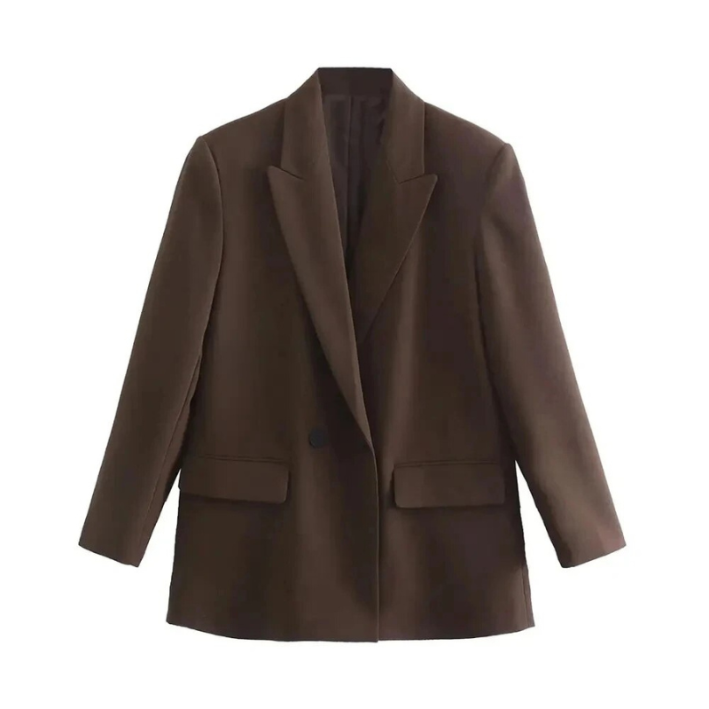 Damen Doppelreiher-Blazer mit langen Ärmeln und Taschen