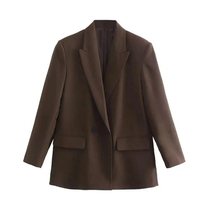 Damen Doppelreiher-Blazer mit langen Ärmeln und Taschen