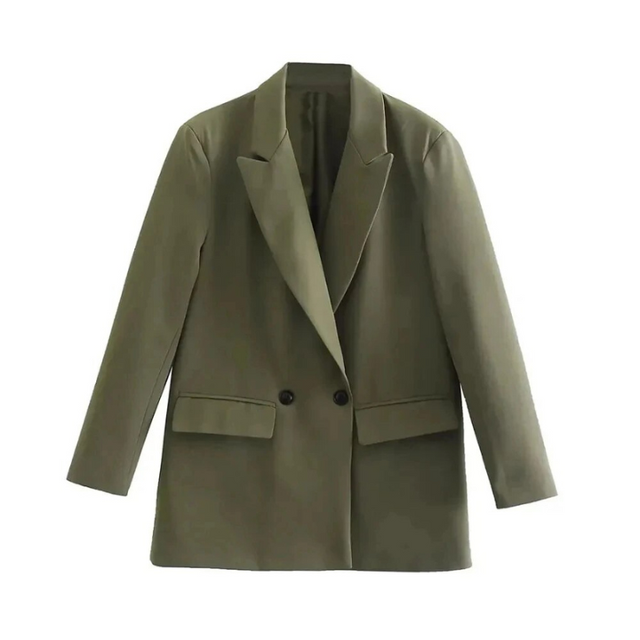 Damen Doppelreiher-Blazer mit langen Ärmeln und Taschen