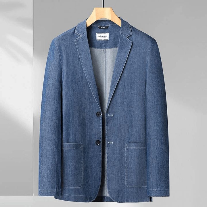 Herren-Denim-Blazer mit aufgesetzten Taschen