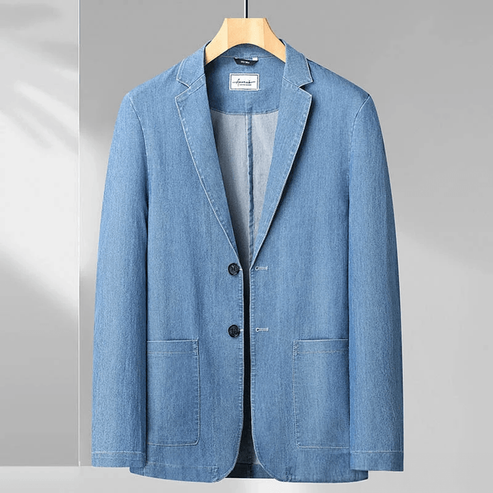 Herren-Denim-Blazer mit aufgesetzten Taschen