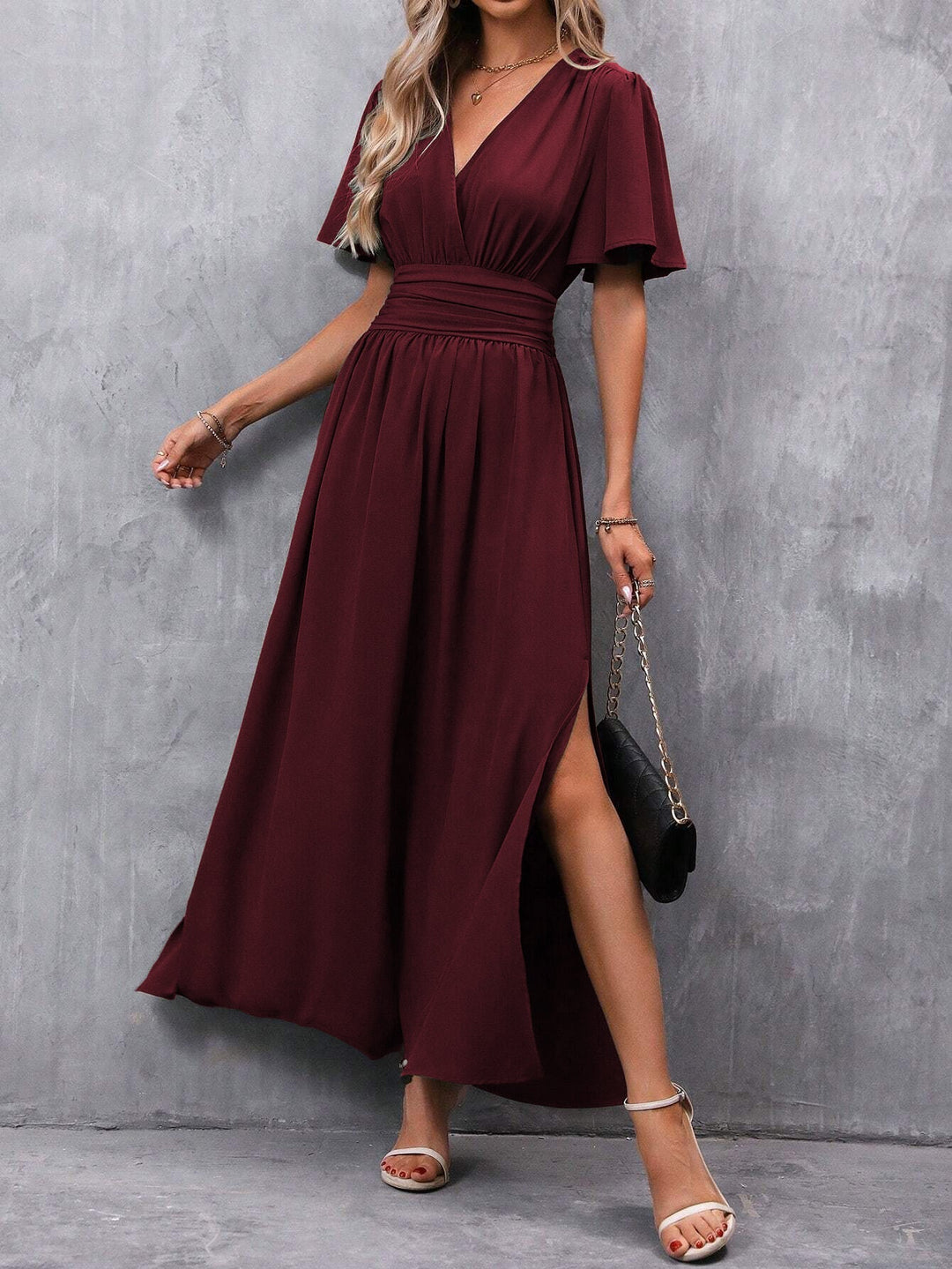 Elegantes Maxikleid mit V-Ausschnitt für Damen