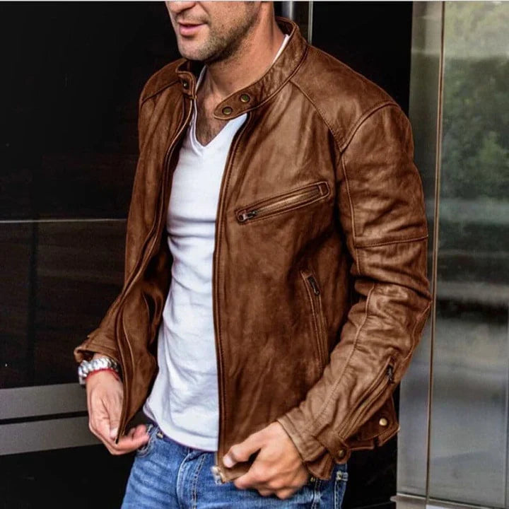 Max – Elegante und wasserabweisende Lederjacke für Herren