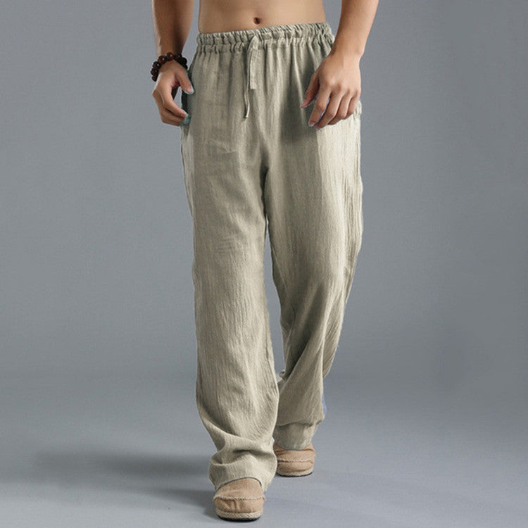 Herren Leinenhose mit elastischem Bund und Taschen für den Sommer