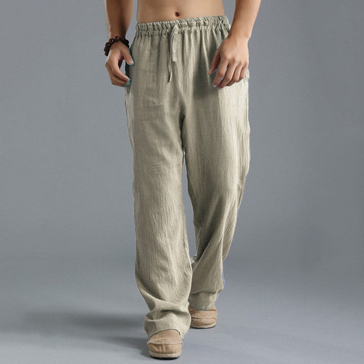 Herren Leinenhose mit elastischem Bund und Taschen für den Sommer
