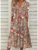 Damen Sommer-Midikleid mit V-Ausschnitt und Dreiviertelärmeln