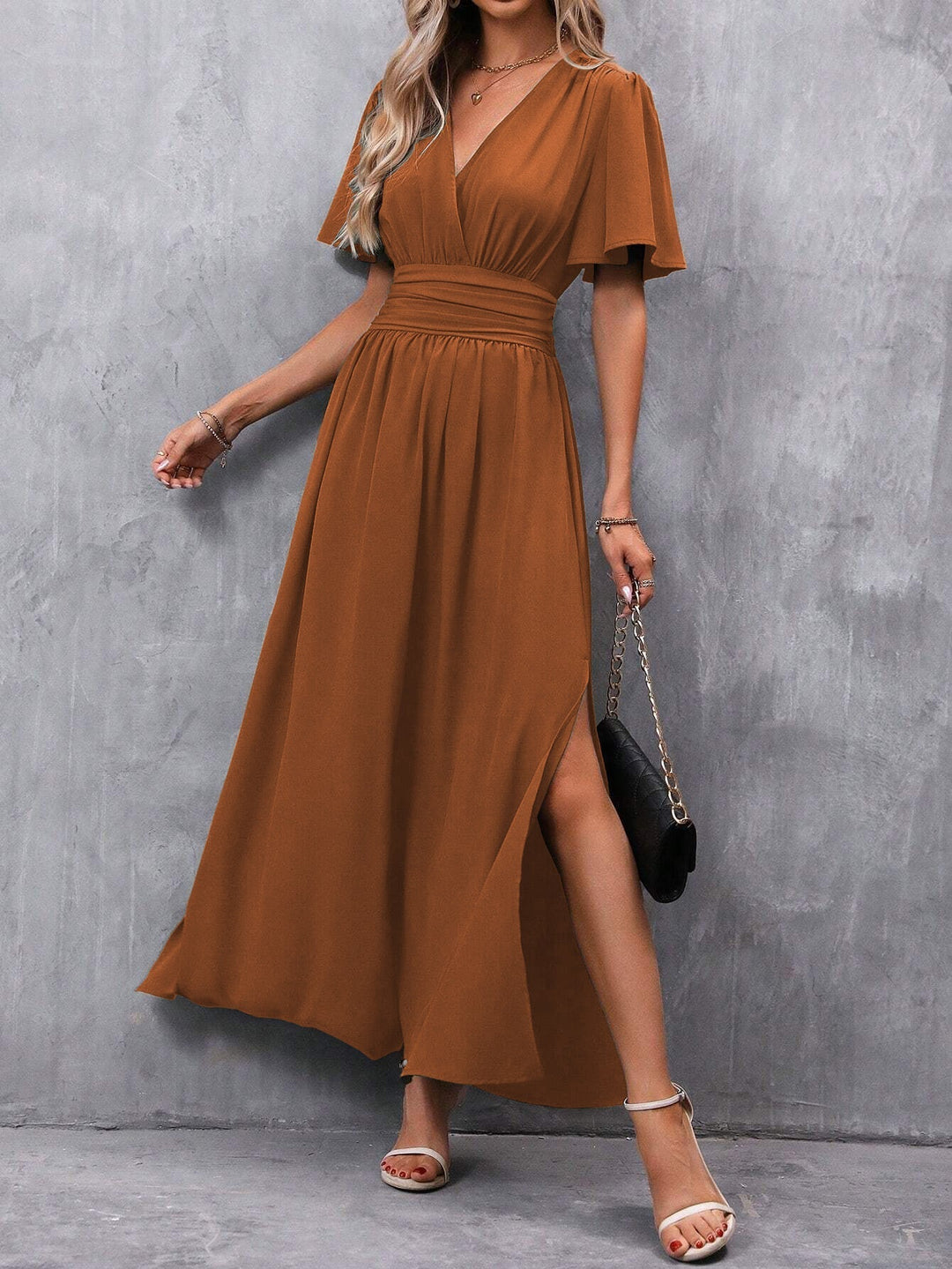 Elegantes Maxikleid mit V-Ausschnitt für Damen