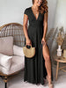 Damen Sommer Maxikleid mit V-Ausschnitt und Schlitz