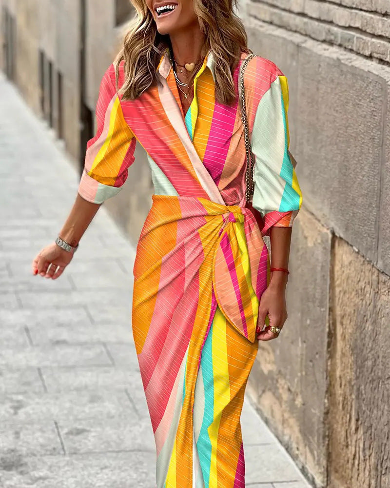 Sommer-Wickelkleid mit Kragen
