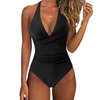 Damen Badeanzug mit Neckholder und tiefem V-Ausschnitt