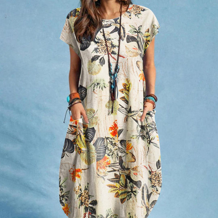 Damen Midikleid für den Sommer mit kurzen Ärmeln