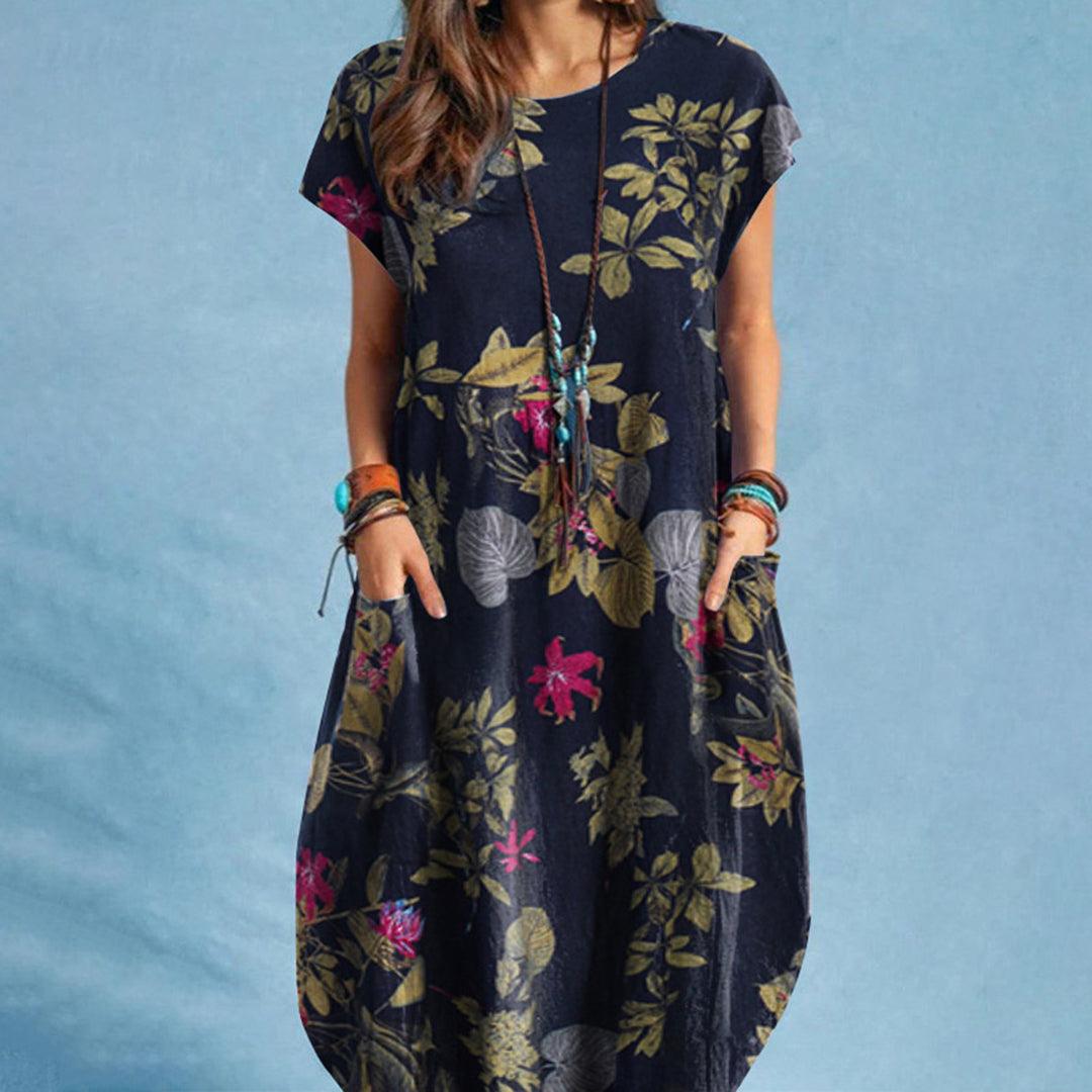 Damen Midikleid für den Sommer mit kurzen Ärmeln