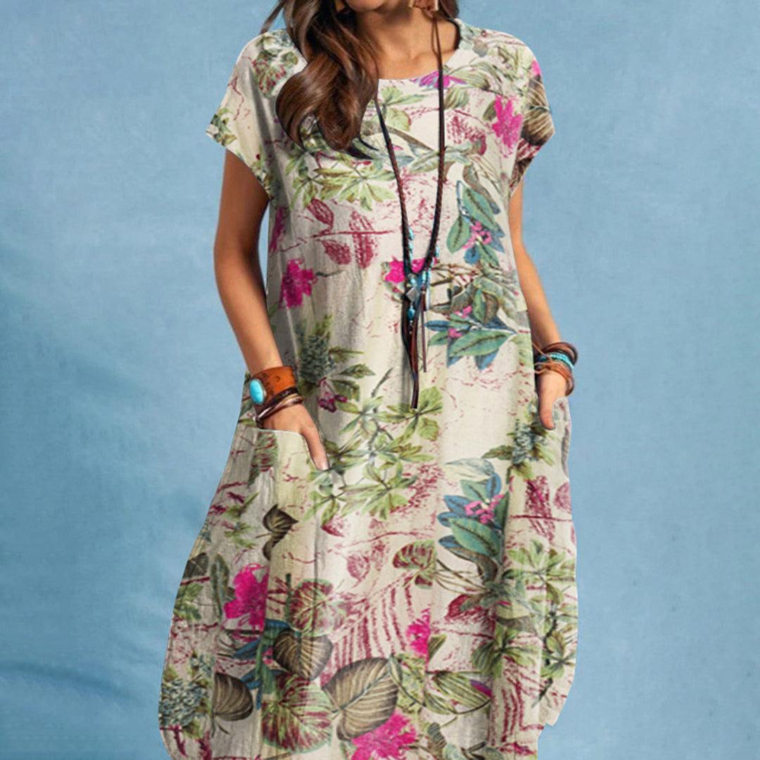 Damen Midikleid für den Sommer mit kurzen Ärmeln