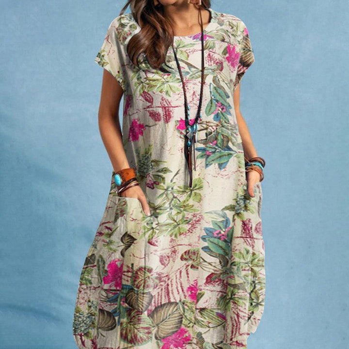 Damen Midikleid für den Sommer mit kurzen Ärmeln