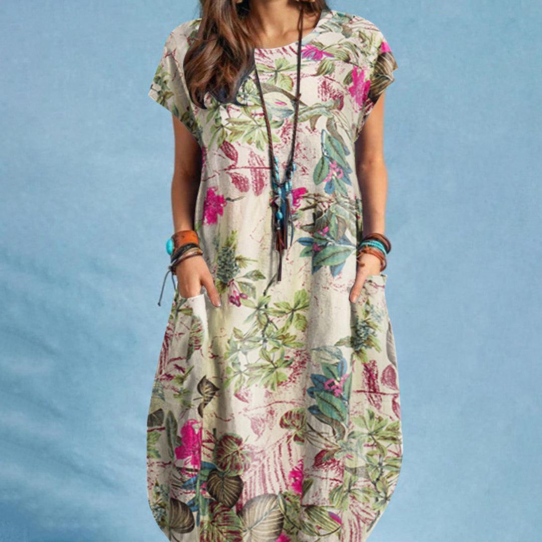 Damen Midikleid für den Sommer mit kurzen Ärmeln