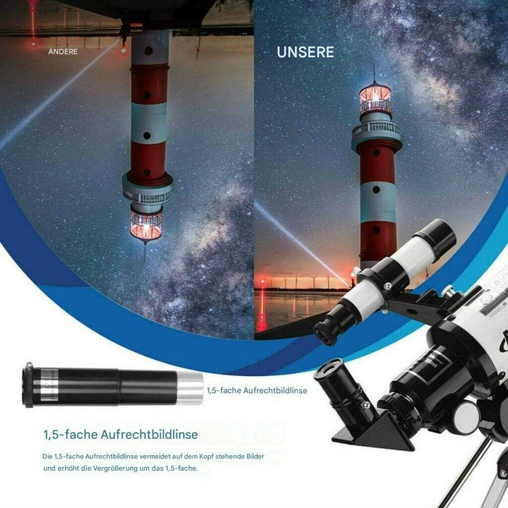 Professionelles 300/70-mm-Teleskop mit Stativ und Handyhalterung