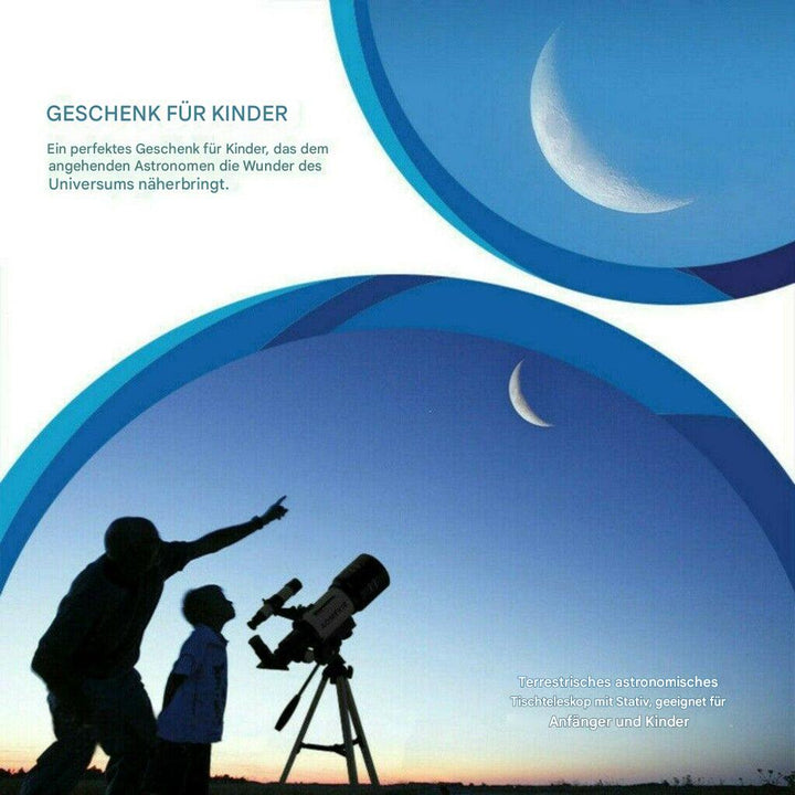 Professionelles 300/70-mm-Teleskop mit Stativ und Handyhalterung