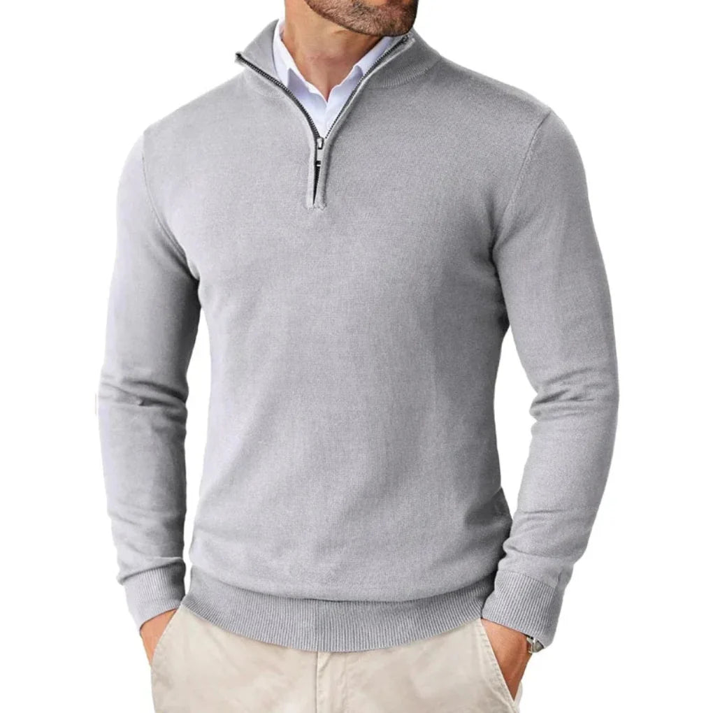 Baumwollpullover mit Reißverschlusskragen für Herren