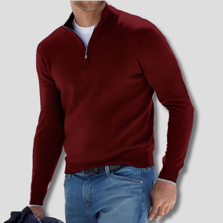 Baumwollpullover mit Reißverschlusskragen für Herren