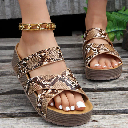 Damen Sommerschuhe mit Plateausohle und offener Spitze
