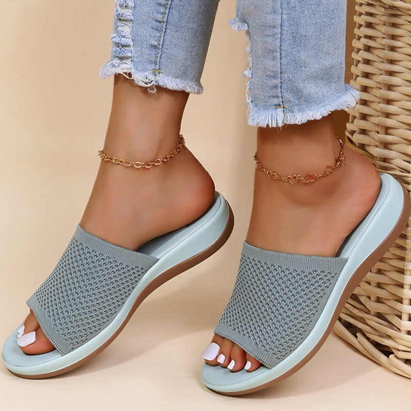 Damen Sommerschuhe mit offener Zehe und Slip-On Design