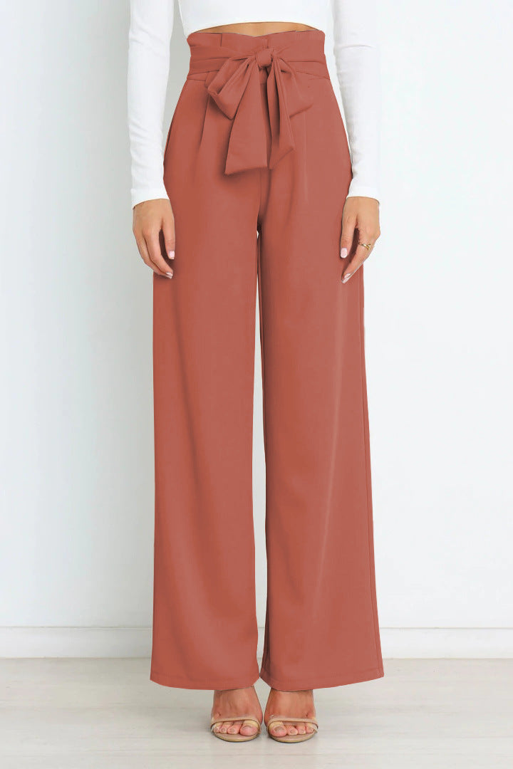 Damenhose mit weitem Bein Taschen und Gürtel