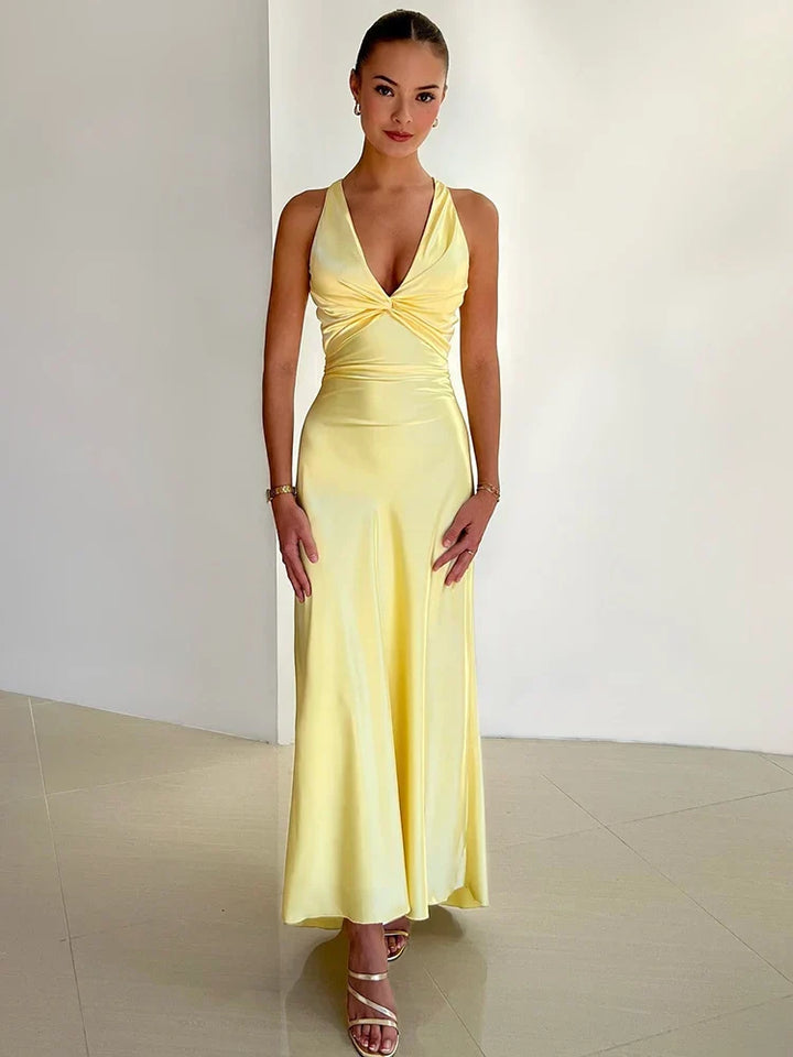 Abendkleid für Damen, ärmellos, mit Neckholder-Ausschnitt