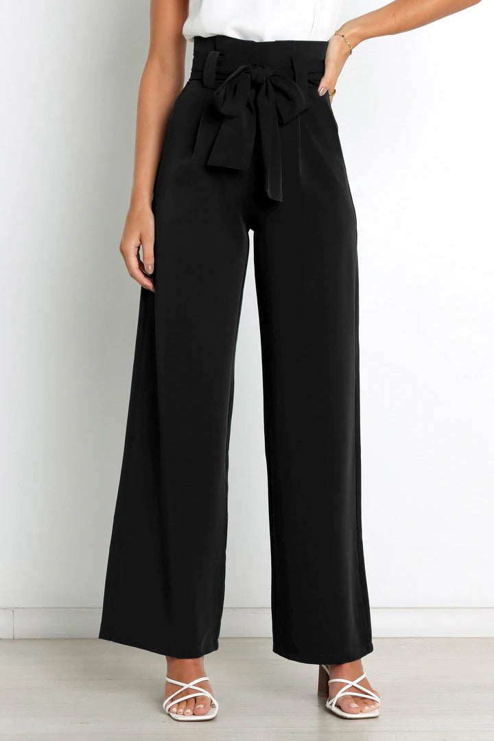 Damenhose mit weitem Bein Taschen und Gürtel
