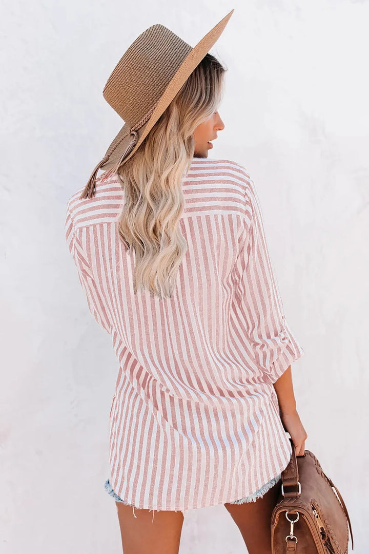 Damen Langarmshirt mit Knopfverschluss und Brusttaschen