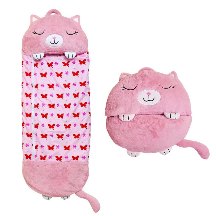 Schlafsack und Kuscheltier in einem