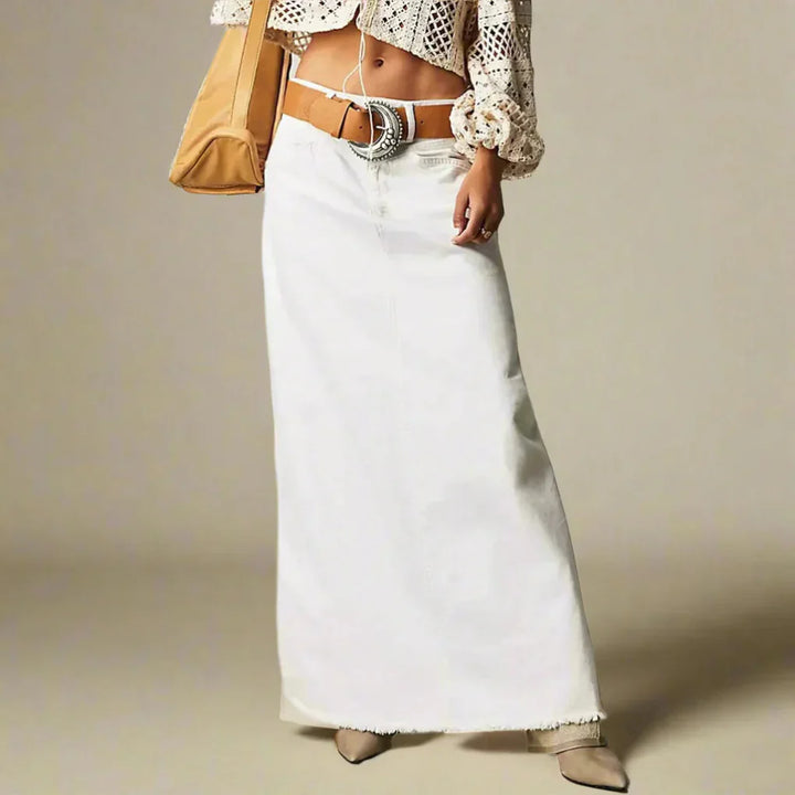 Gerade geschnittener Jeansrock mit hoher Taille