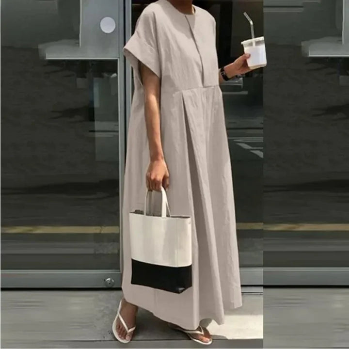 Damen Sommer Maxikleid mit kurzen Ärmeln