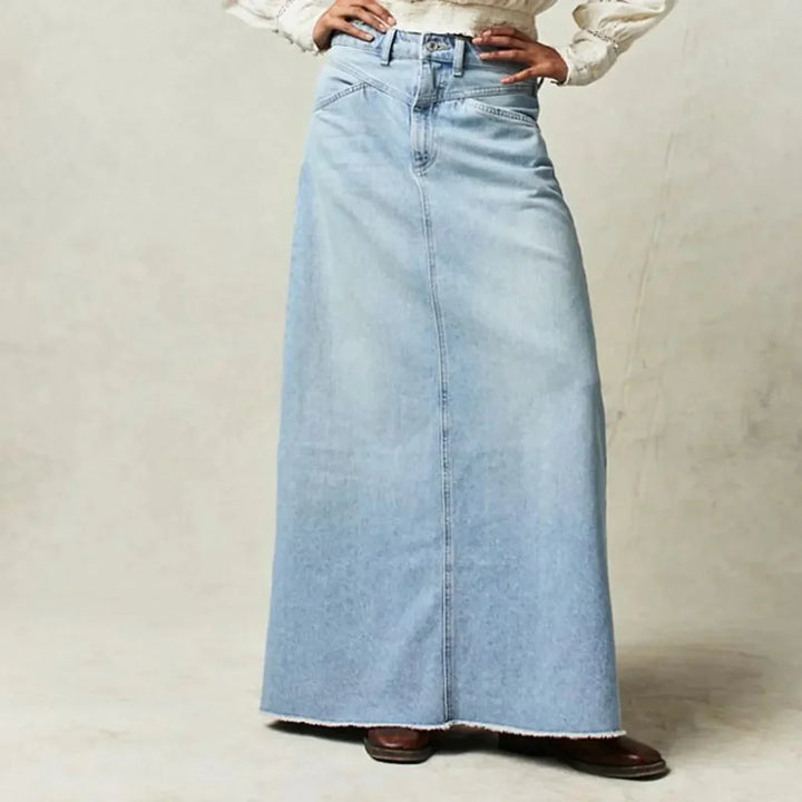 Gerade geschnittener Jeansrock mit hoher Taille