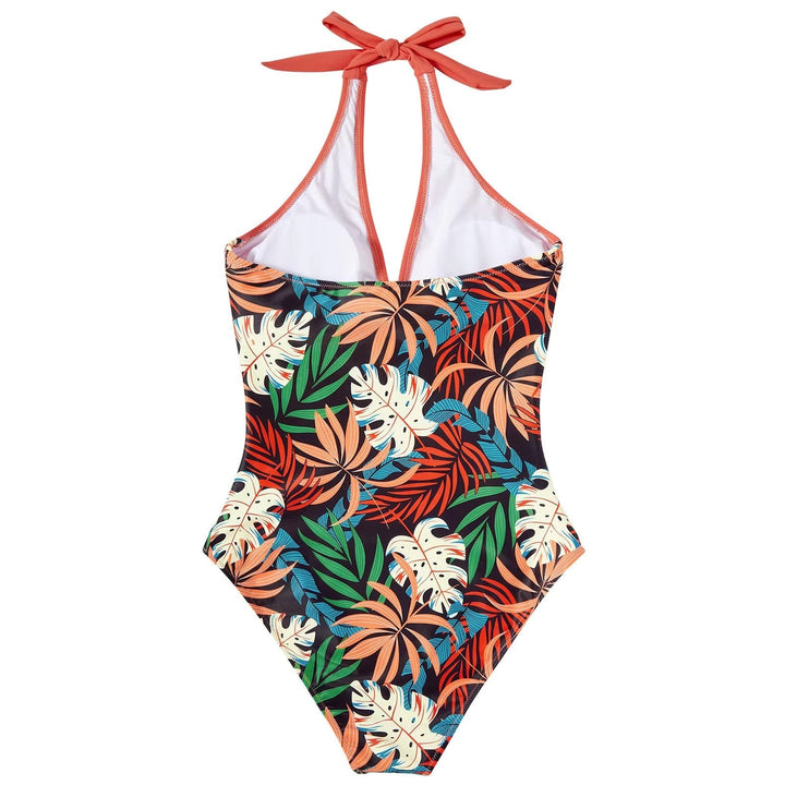 Damen Badeanzug mit Neckholder und tiefem V-Ausschnitt