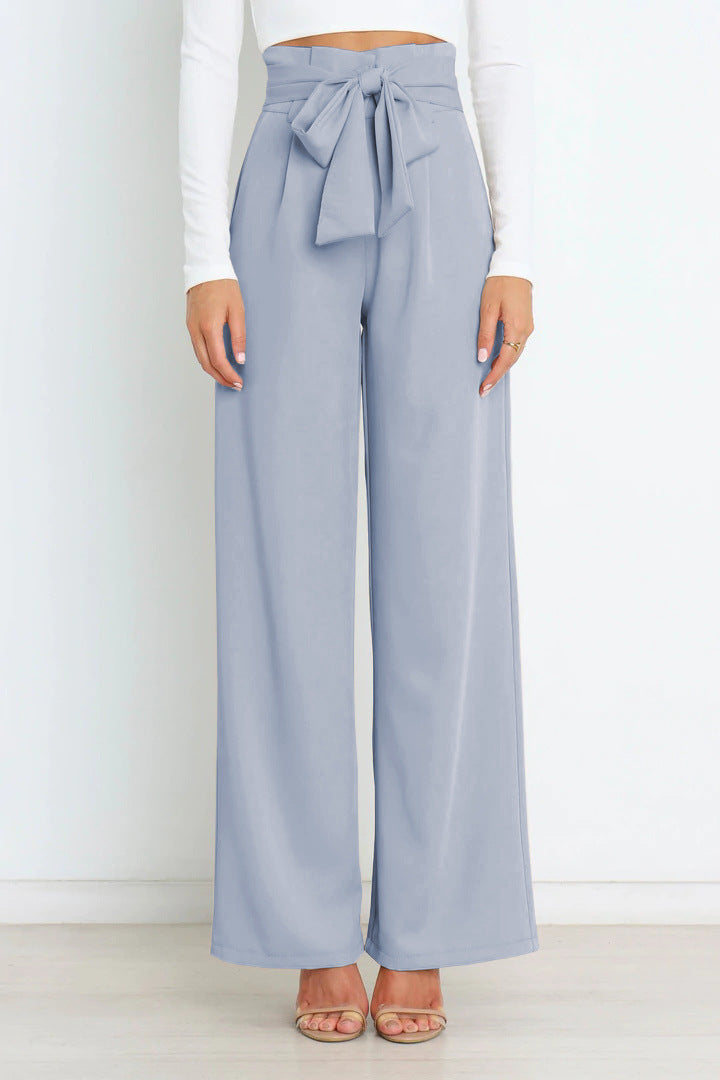 Damenhose mit weitem Bein Taschen und Gürtel