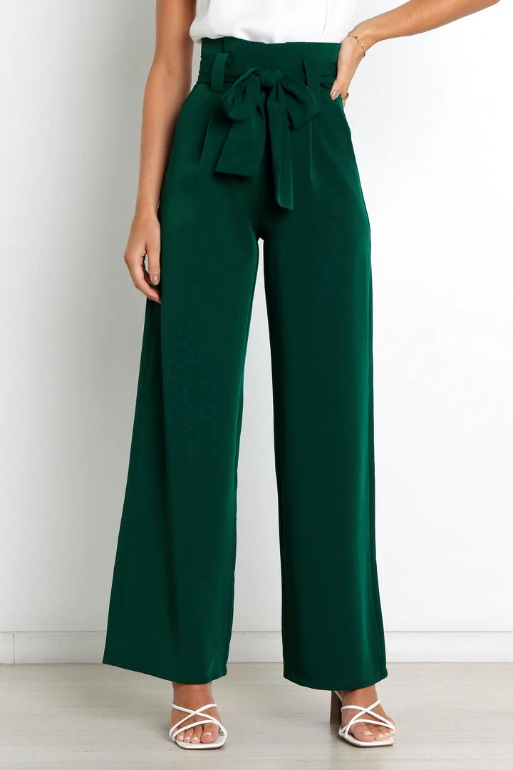 Damenhose mit weitem Bein Taschen und Gürtel