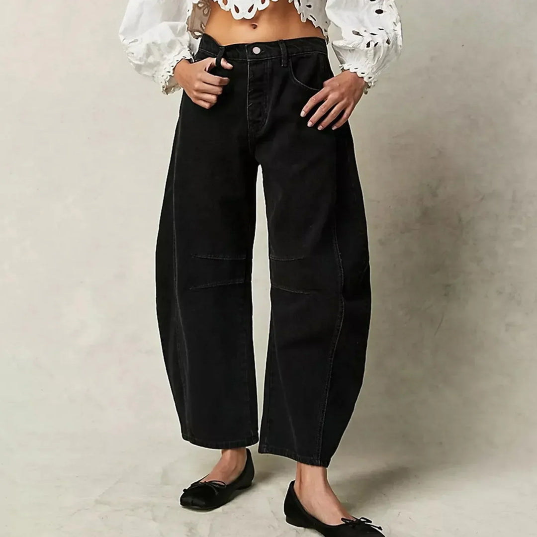 Weit geschnittene Hosen mit hoher Taille für Frauen