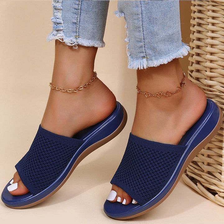 Damen Sommerschuhe mit offener Zehe und Slip-On Design